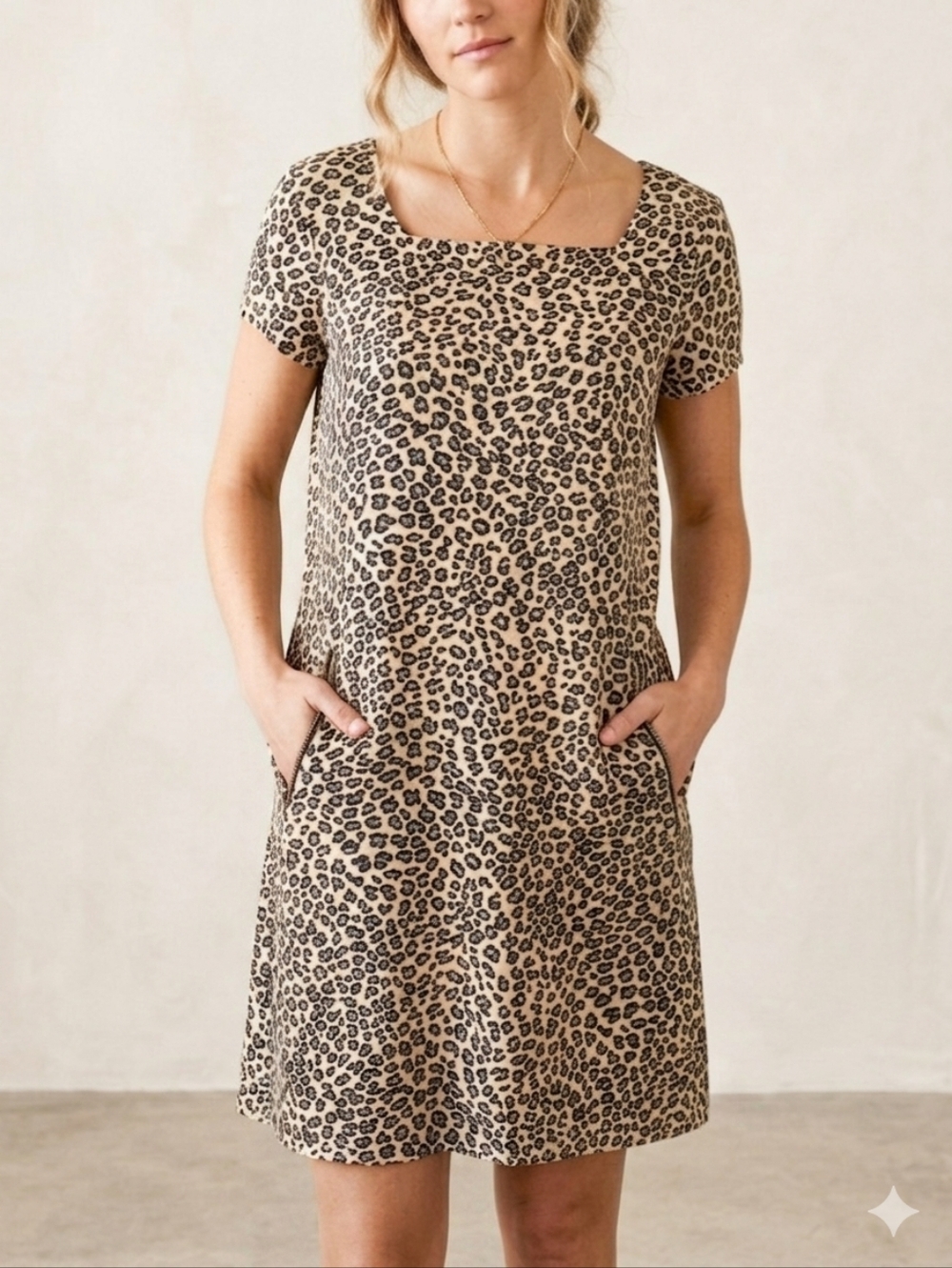 Sz S TAIL Activewear Leopard Print Mini Dress with Pockets